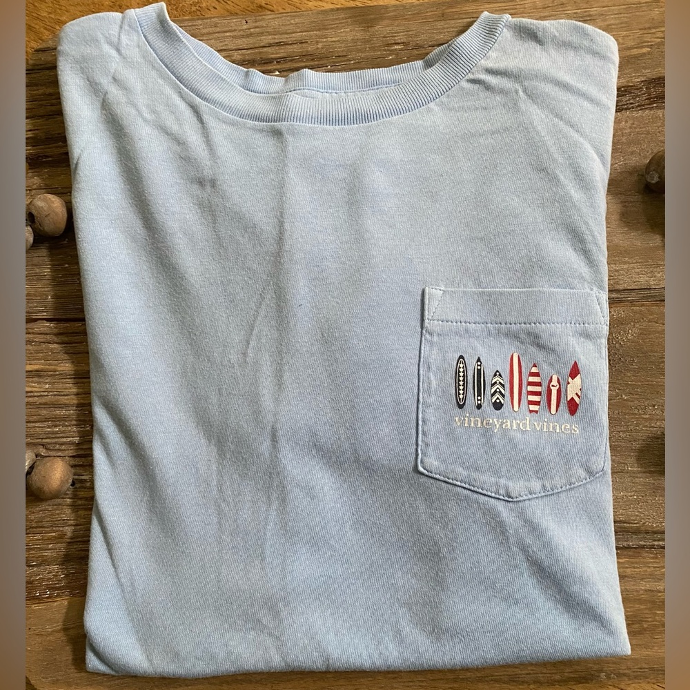 Vineyard Vines Youth Size Medium (12-14) Lt Blue Pocket Short Sleeve Graphic Tee - Picture 3 of 14